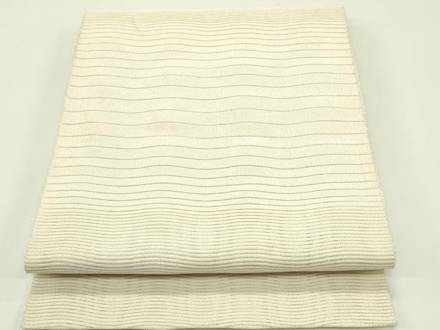 平和屋着物＊夏物　八寸名古屋帯　絽綴れ　よろけ縞　銀糸　正絹　逸品　CABG7477rv