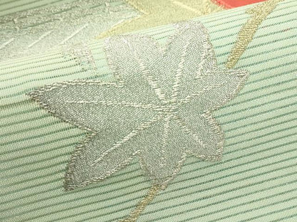 平和屋着物＊夏物　八寸名古屋帯　絽綴れ　渡り橋楓文　金銀糸　CABG7481rv
