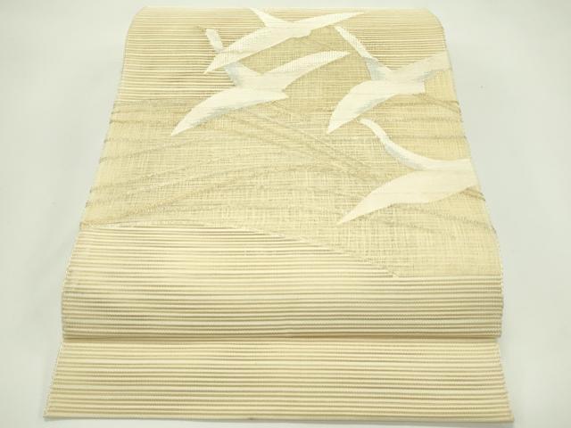 平和屋着物＊夏物　八寸名古屋帯　綴れ　飛鶴文様　金糸　正絹　逸品　CABG7485rv