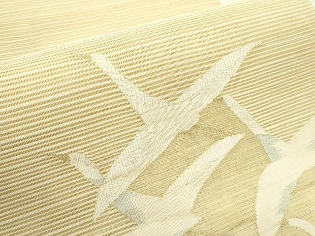 平和屋着物＊夏物　八寸名古屋帯　綴れ　飛鶴文様　金糸　正絹　逸品　CABG7485rv