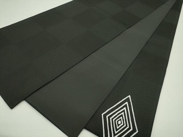 平和屋着物＊夏物 太鼓柄袋帯 菱文様 黒地 金銀彩 正絹 逸品 未使用 CABG7488rv