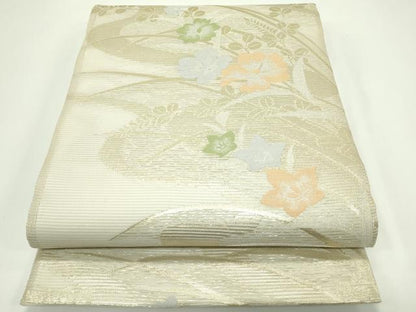 平和屋着物＊夏物 六通柄袋帯 草花文 金銀糸 正絹 逸品 CABG7490rv