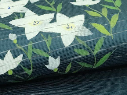 平和屋着物＊夏物　絽塩瀬　九寸名古屋帯　手描き　桔梗　正絹　逸品　CABG7491rv