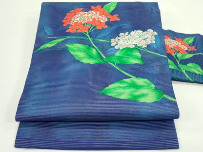 平和屋着物＊夏物　九寸名古屋帯　絽綴れ　紫陽花　金銀糸　正絹　逸品　CABG7493rv
