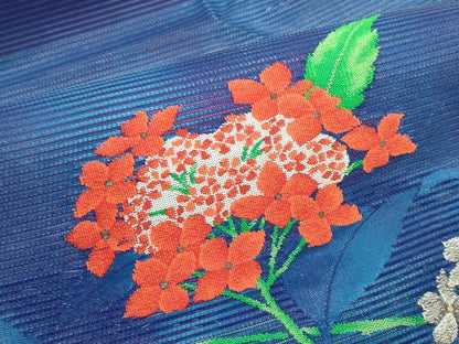 平和屋着物＊夏物　九寸名古屋帯　絽綴れ　紫陽花　金銀糸　正絹　逸品　CABG7493rv
