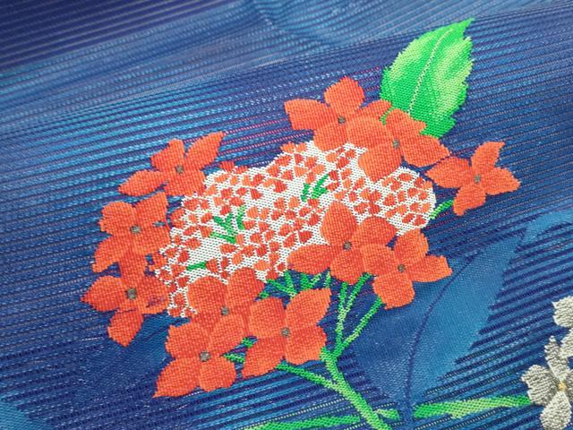 平和屋着物＊夏物　九寸名古屋帯　絽綴れ　紫陽花　金銀糸　正絹　逸品　CABG7493rv