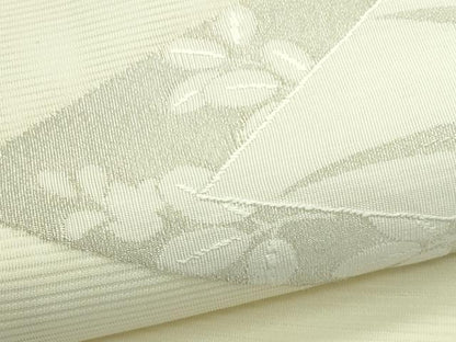 平和屋着物＊夏物　九寸名古屋帯　絽綴れ　草花文　銀糸　正絹　逸品　CABG7495rv