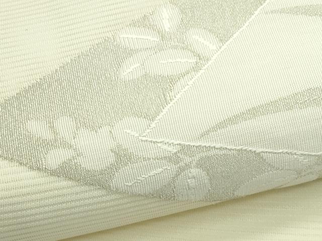 平和屋着物＊夏物　九寸名古屋帯　絽綴れ　草花文　銀糸　正絹　逸品　CABG7495rv