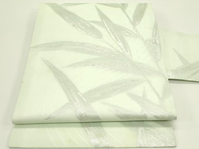 平和屋着物＊夏物　九寸名古屋帯　流水草木文　銀糸　正絹　逸品　CABG7497rv