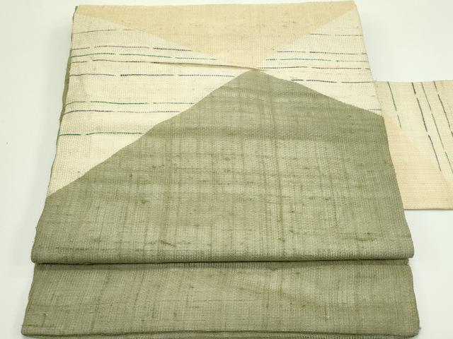 平和屋着物＊夏物　九寸名古屋帯　紬地　霞文　正絹　逸品　CABG7498rv