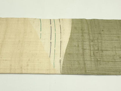 平和屋着物＊夏物　九寸名古屋帯　紬地　霞文　正絹　逸品　CABG7498rv