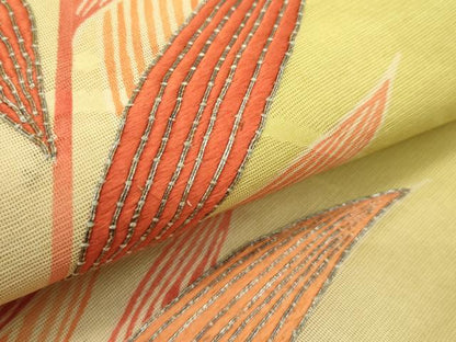 平和屋着物＊夏物　アンティーク　大正ロマン　九寸名古屋帯　駒刺繍　百合　正絹　逸品　CABG7500rv