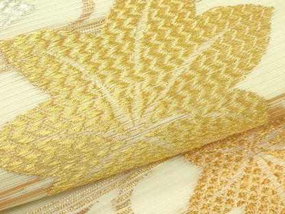 平和屋着物＊夏物　つけ帯　流水楓文　金銀糸　正絹　逸品　CABG7509rv