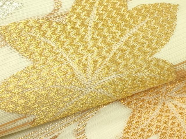 平和屋着物＊夏物　つけ帯　流水楓文　金銀糸　正絹　逸品　CABG7509rv