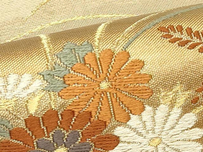 平和屋着物＊夏物 銀座きしや 太鼓柄袋帯 本手織 唐織 秋草文 金糸 正絹 逸品 CABG7514rv