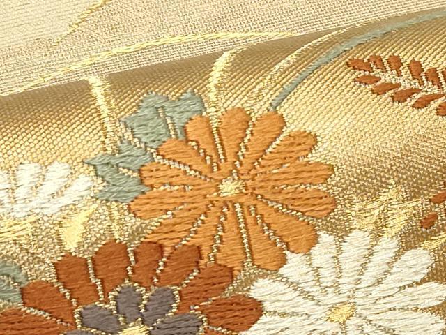 平和屋着物＊夏物 銀座きしや 太鼓柄袋帯 本手織 唐織 秋草文 金糸 正絹 逸品 CABG7514rv