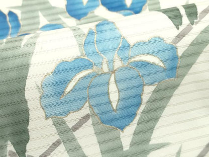 平和屋着物＊夏物　絽塩瀬　九寸名古屋帯　杜若　金彩　正絹　逸品　CABG7518rv