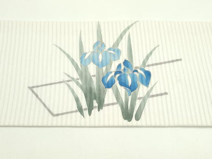 平和屋着物＊夏物　絽塩瀬　九寸名古屋帯　杜若　金彩　正絹　逸品　CABG7518rv