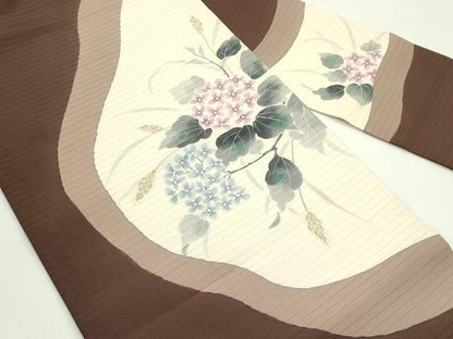 平和屋着物＊夏物　絽塩瀬　九寸名古屋帯　手描き　紫陽花　正絹　逸品　CABG7519rv