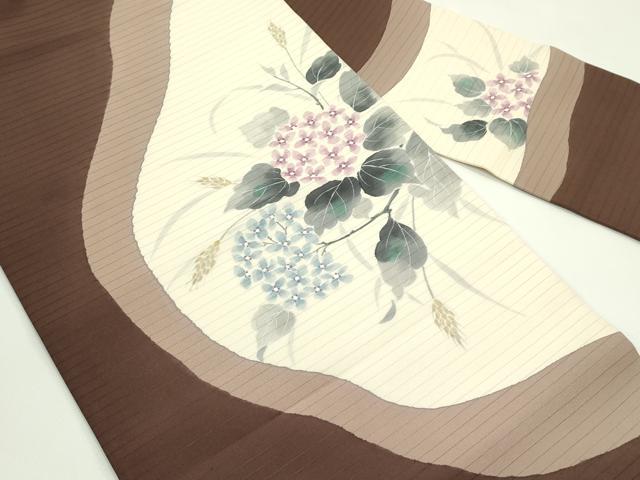 平和屋着物＊夏物　絽塩瀬　九寸名古屋帯　手描き　紫陽花　正絹　逸品　CABG7519rv