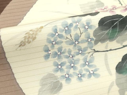 平和屋着物＊夏物　絽塩瀬　九寸名古屋帯　手描き　紫陽花　正絹　逸品　CABG7519rv