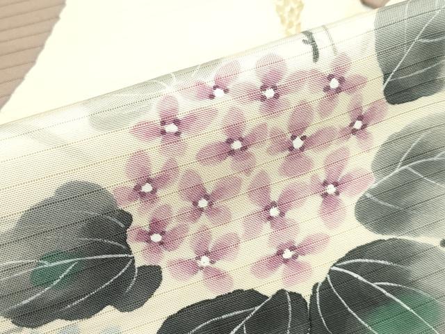 平和屋着物＊夏物　絽塩瀬　九寸名古屋帯　手描き　紫陽花　正絹　逸品　CABG7519rv