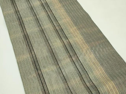 平和屋着物＊夏物　八寸名古屋帯　間道　金糸　正絹　逸品　CABG7523rv