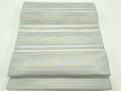 平和屋着物＊夏物　八寸名古屋帯　絽綴れ　横段文　金糸　正絹　逸品　CABG7524rv