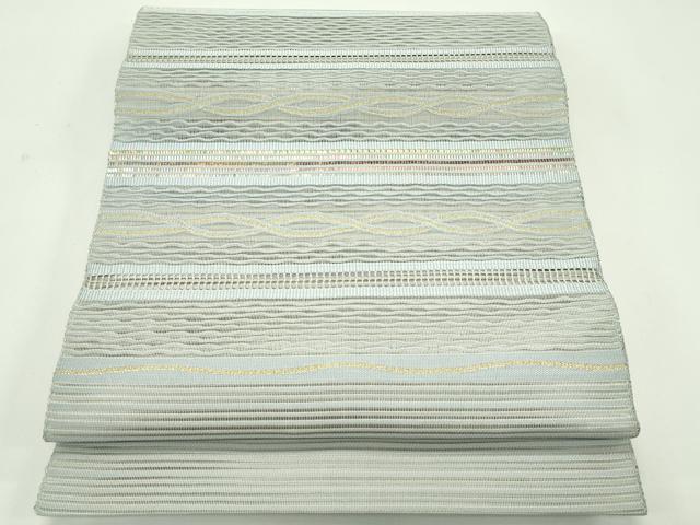 平和屋着物＊夏物　八寸名古屋帯　絽綴れ　横段文　金糸　正絹　逸品　CABG7524rv