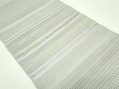 平和屋着物＊夏物　八寸名古屋帯　絽綴れ　横段文　金糸　正絹　逸品　CABG7524rv