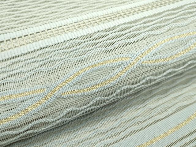 平和屋着物＊夏物　八寸名古屋帯　絽綴れ　横段文　金糸　正絹　逸品　CABG7524rv