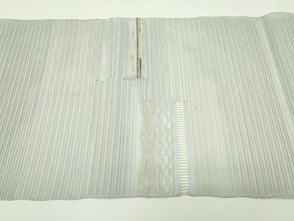 平和屋着物＊夏物　八寸名古屋帯　絽綴れ　横段文　金糸　正絹　逸品　CABG7524rv
