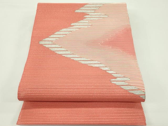 平和屋着物＊夏物　八寸名古屋帯　絽綴れ　霞文　銀糸　正絹　逸品　CABG7525rv