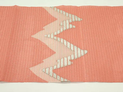 平和屋着物＊夏物　八寸名古屋帯　絽綴れ　霞文　銀糸　正絹　逸品　CABG7525rv