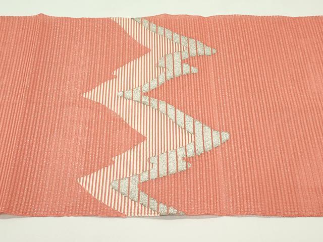 平和屋着物＊夏物　八寸名古屋帯　絽綴れ　霞文　銀糸　正絹　逸品　CABG7525rv