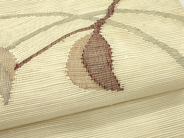 平和屋着物＊夏物　八寸名古屋帯　枝花文　正絹　逸品　CABG7529rv