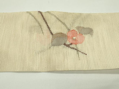 平和屋着物＊夏物　八寸名古屋帯　枝花文　正絹　逸品　CABG7529rv