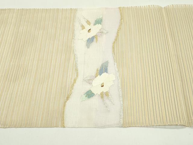 平和屋着物＊夏物　八寸名古屋帯　絽綴れ　枝花文　金銀糸　正絹　逸品　CABG7532rv