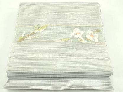 平和屋着物＊夏物　八寸名古屋帯　枝花文　金銀糸　正絹　逸品　CABG7534rv