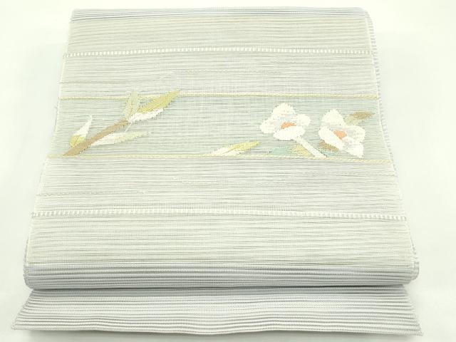 平和屋着物＊夏物　八寸名古屋帯　枝花文　金銀糸　正絹　逸品　CABG7534rv