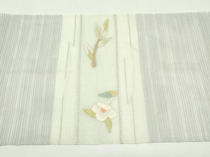 平和屋着物＊夏物　八寸名古屋帯　枝花文　金銀糸　正絹　逸品　CABG7534rv
