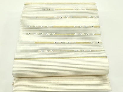平和屋着物＊夏物　八寸名古屋帯　絽綴れ　横段文　金銀糸　正絹　逸品　CABG7535rv