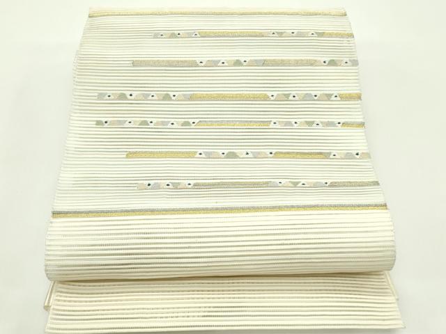 平和屋着物＊夏物　八寸名古屋帯　絽綴れ　横段文　金銀糸　正絹　逸品　CABG7535rv