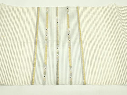 平和屋着物＊夏物　八寸名古屋帯　絽綴れ　横段文　金銀糸　正絹　逸品　CABG7535rv