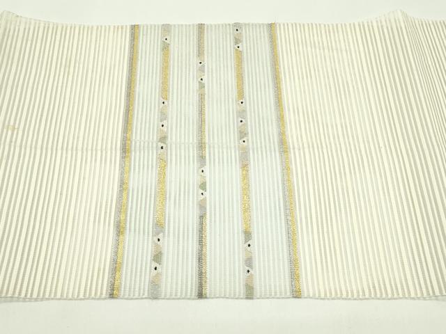 平和屋着物＊夏物　八寸名古屋帯　絽綴れ　横段文　金銀糸　正絹　逸品　CABG7535rv
