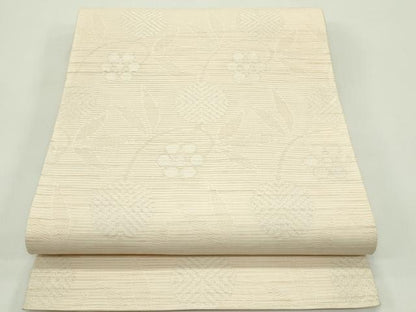 平和屋着物＊夏物 六通柄袋帯 草花文 銀糸 正絹 逸品 CABG7542rv