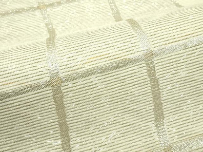 平和屋着物＊夏物　九寸名古屋帯　格子柄　金銀糸　正絹　逸品　CABG7548rv