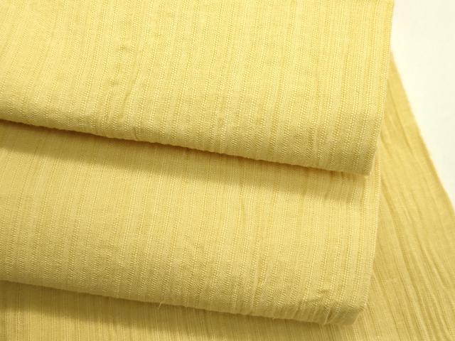 平和屋着物＊夏物　両面　半幅帯　花葉色　鳥の子色　綿麻　逸品　CABG7550rv
