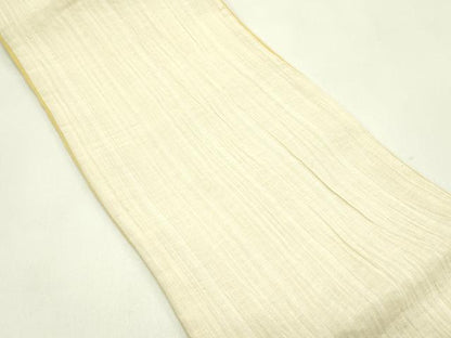 平和屋着物＊夏物　両面　半幅帯　花葉色　鳥の子色　綿麻　逸品　CABG7550rv