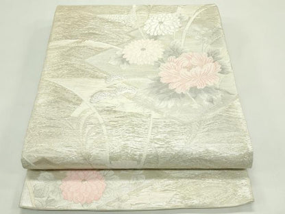 平和屋着物＊夏物　六通柄袋帯　松皮菱秋草文　金銀糸　正絹　逸品　CABG7560rv